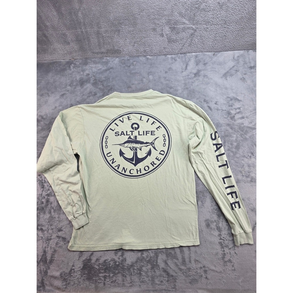 Salt Life Mens Medium Green Long Sleeve Live Life Unanchored Graphic T-Shirt
